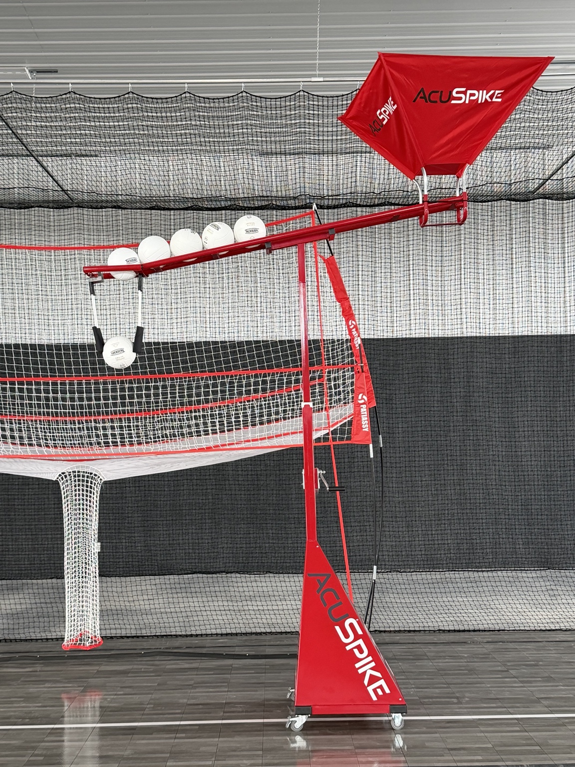 ACUSpike volleyball training machine ready for setting and hitting practice
