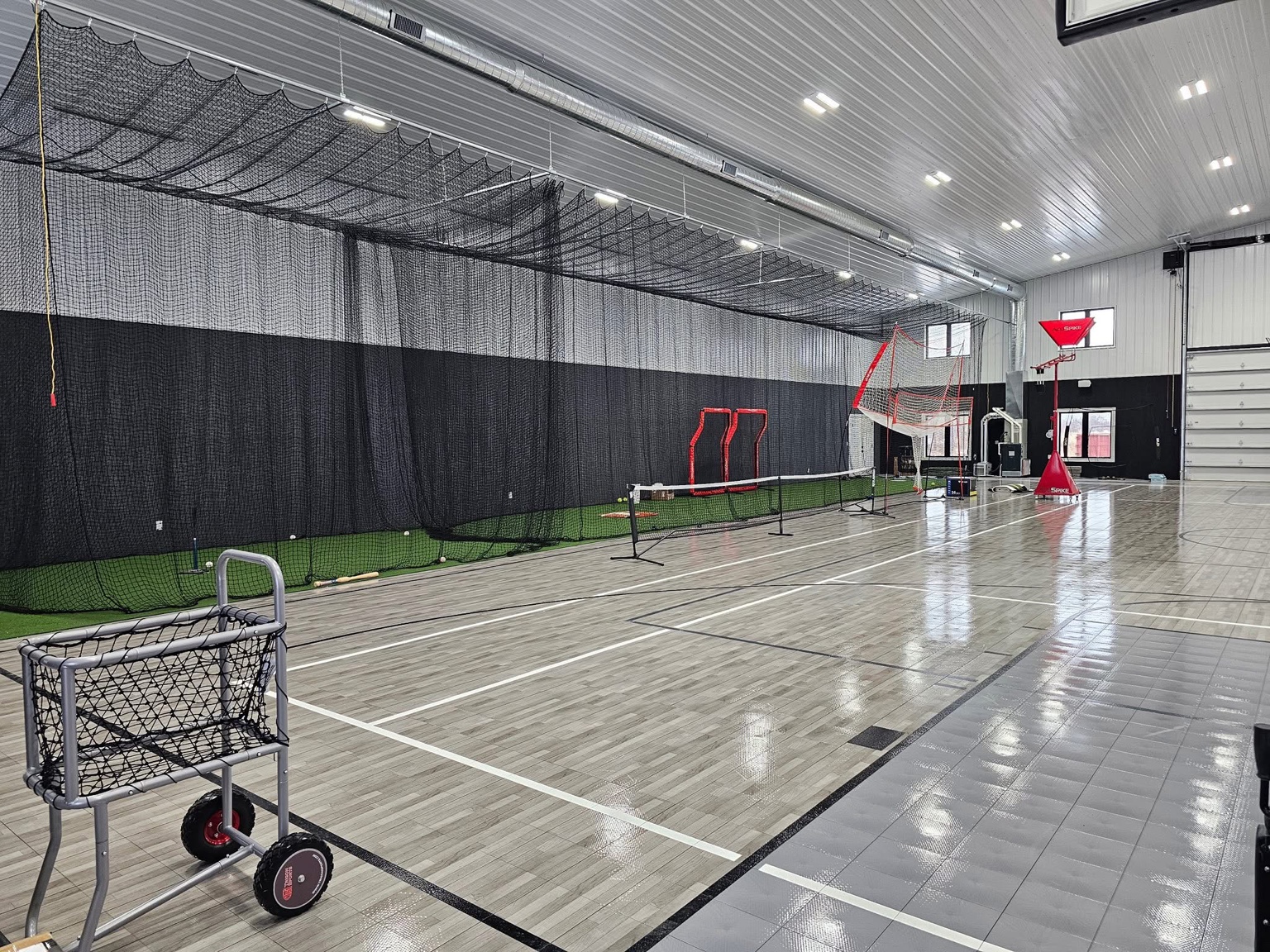Indoor court and batting cage area
