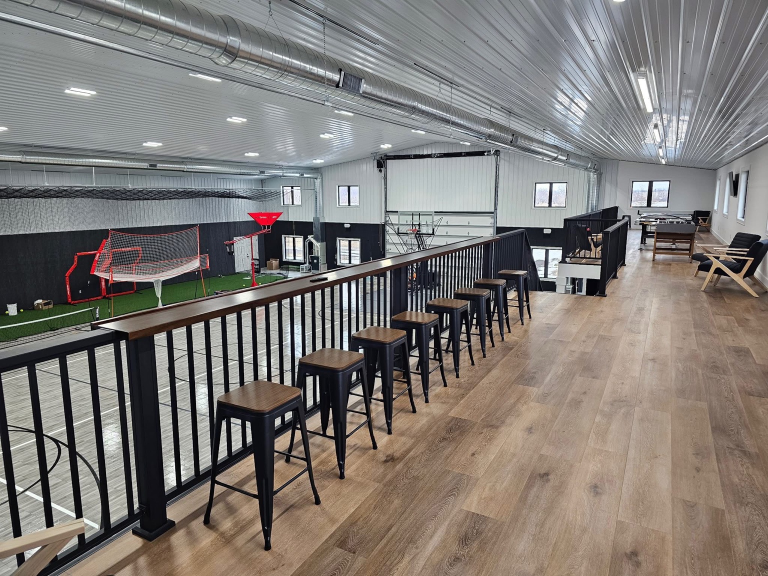 Mezzanine overlooking the sports court
